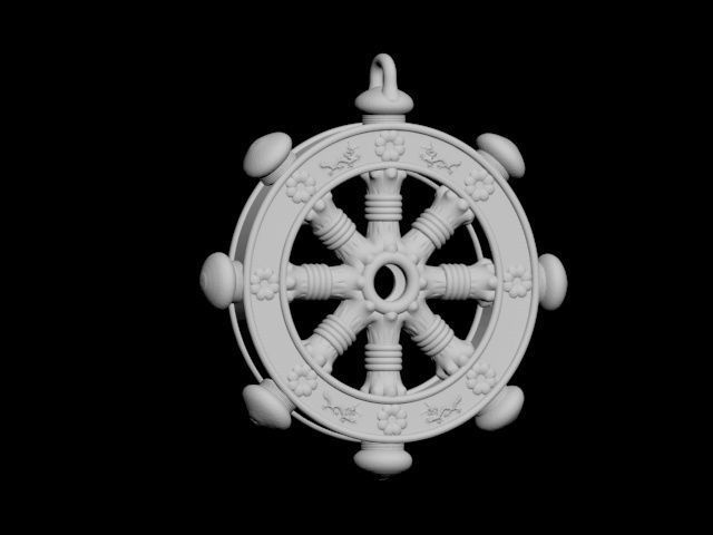 Dharmachakra or wheel of dharma - pendant 3D print model_8