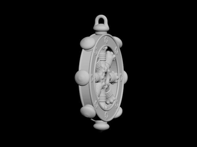 Dharmachakra or wheel of dharma - pendant 3D print model_13