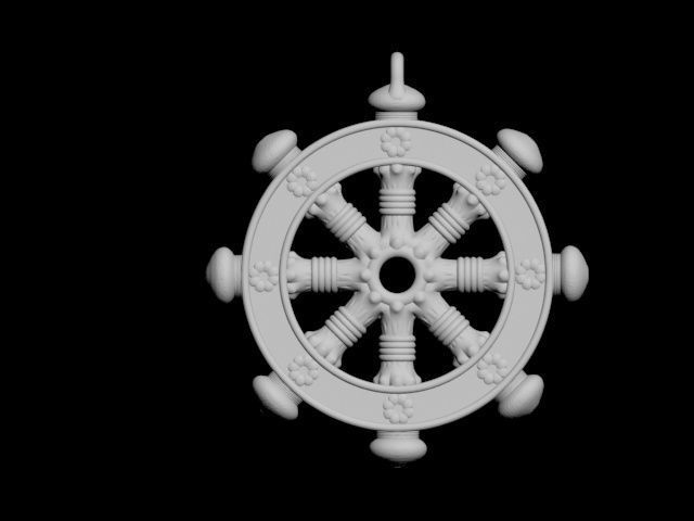 Dharmachakra or wheel of dharma - pendant 3D print model_19