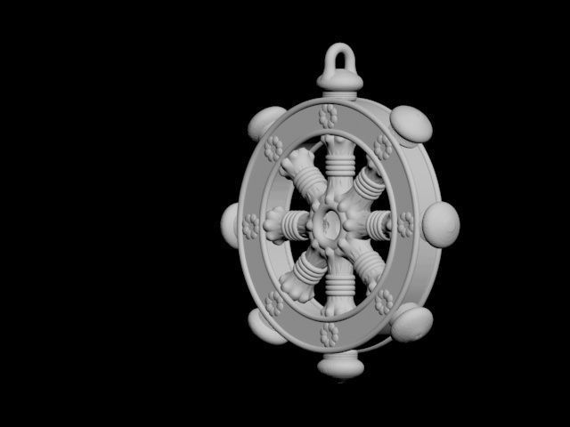 Dharmachakra or wheel of dharma - pendant 3D print model_21