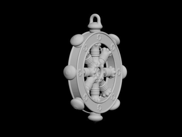 Dharmachakra or wheel of dharma - pendant 3D print model_17