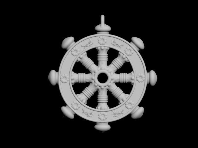 Dharmachakra or wheel of dharma - pendant 3D print model_27