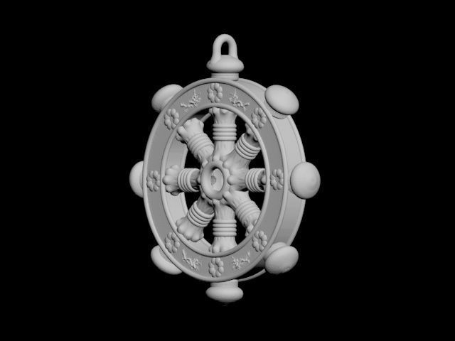 Dharmachakra or wheel of dharma - pendant 3D print model_26
