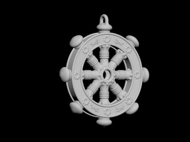 Dharmachakra or wheel of dharma - pendant 3D print model_5