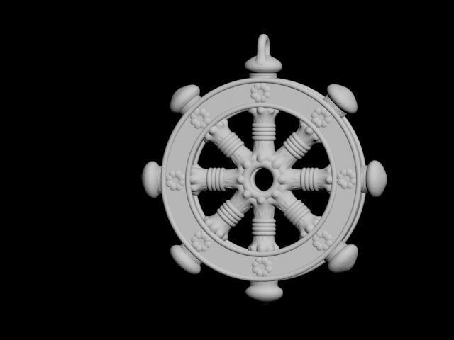 Dharmachakra or wheel of dharma - pendant 3D print model_14
