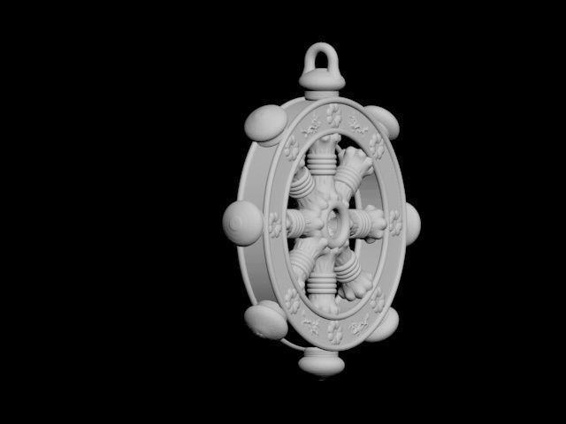 Dharmachakra or wheel of dharma - pendant 3D print model_10