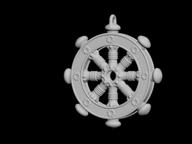 Dharmachakra or wheel of dharma - pendant 3D print model_12