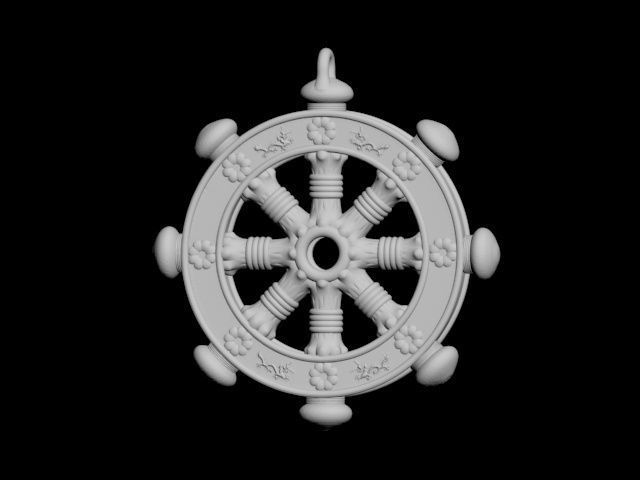 Dharmachakra or wheel of dharma - pendant 3D print model_30