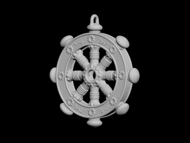 Dharmachakra or wheel of dharma - pendant 3D print model_28