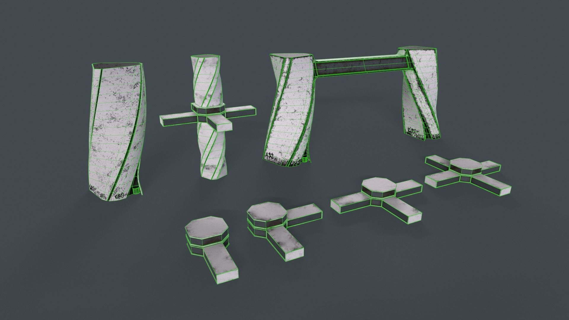 Modular buildings for Sci-Fi levels Low-poly 3D model_17