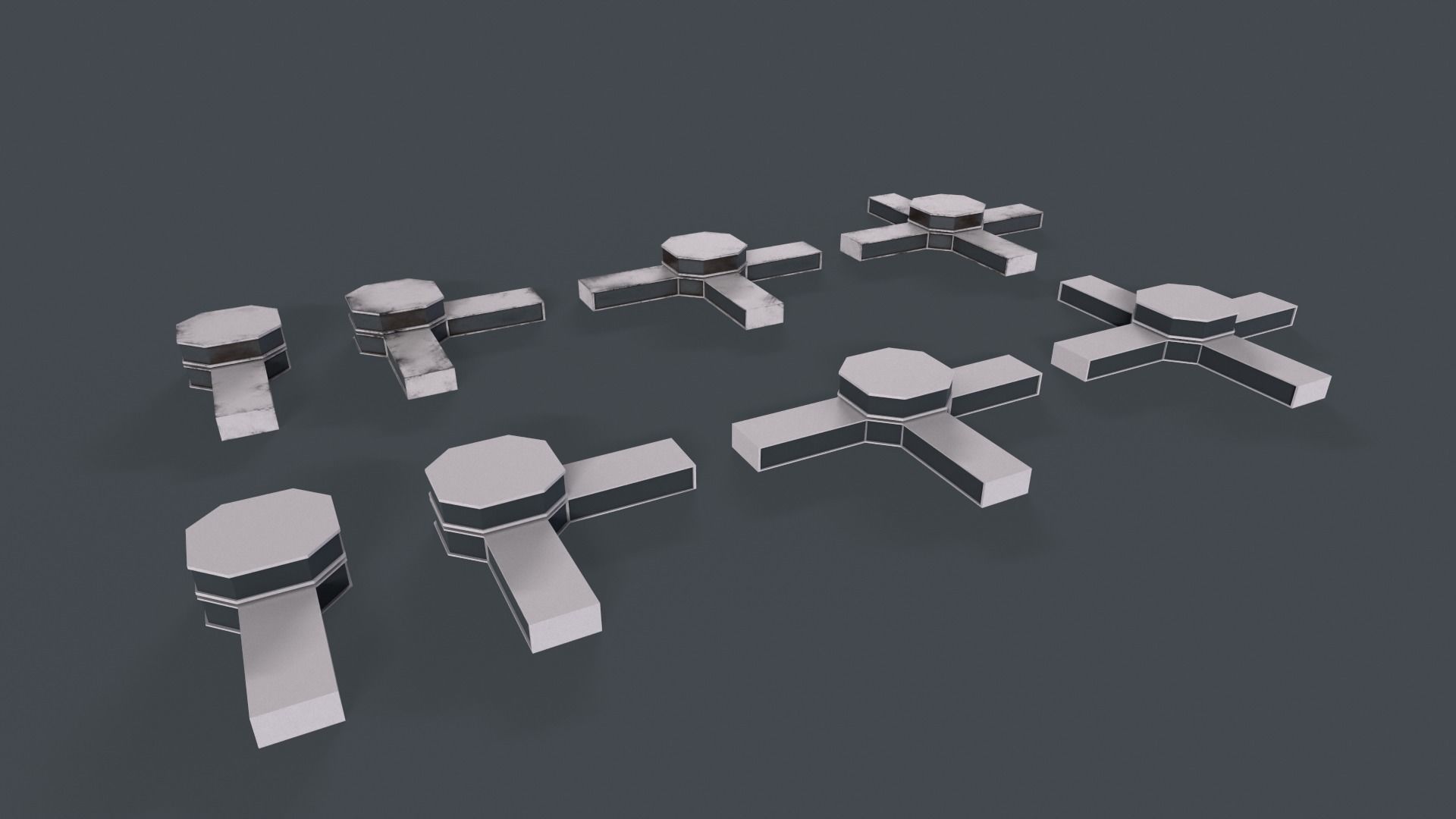 Modular buildings for Sci-Fi levels Low-poly 3D model_20