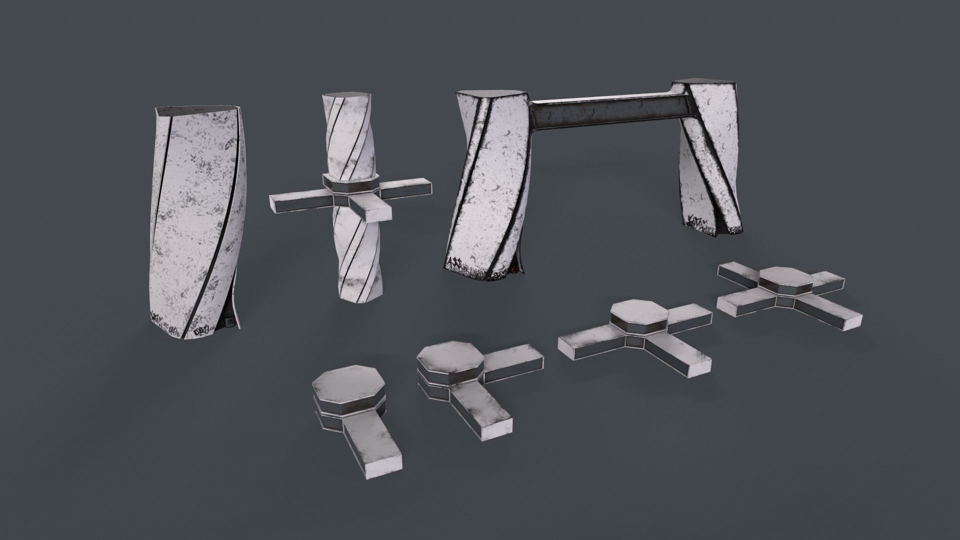 Modular buildings for Sci-Fi levels Low-poly 3D model_18