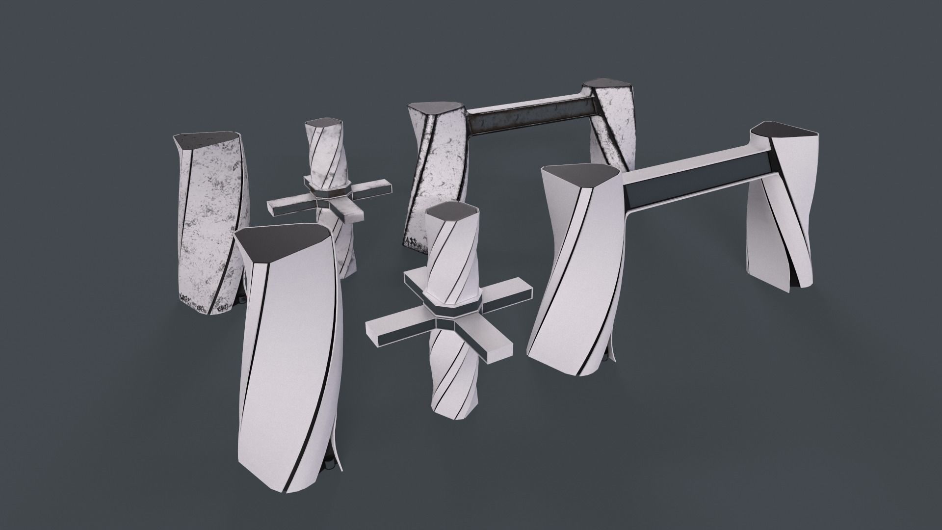 Modular buildings for Sci-Fi levels Low-poly 3D model_21