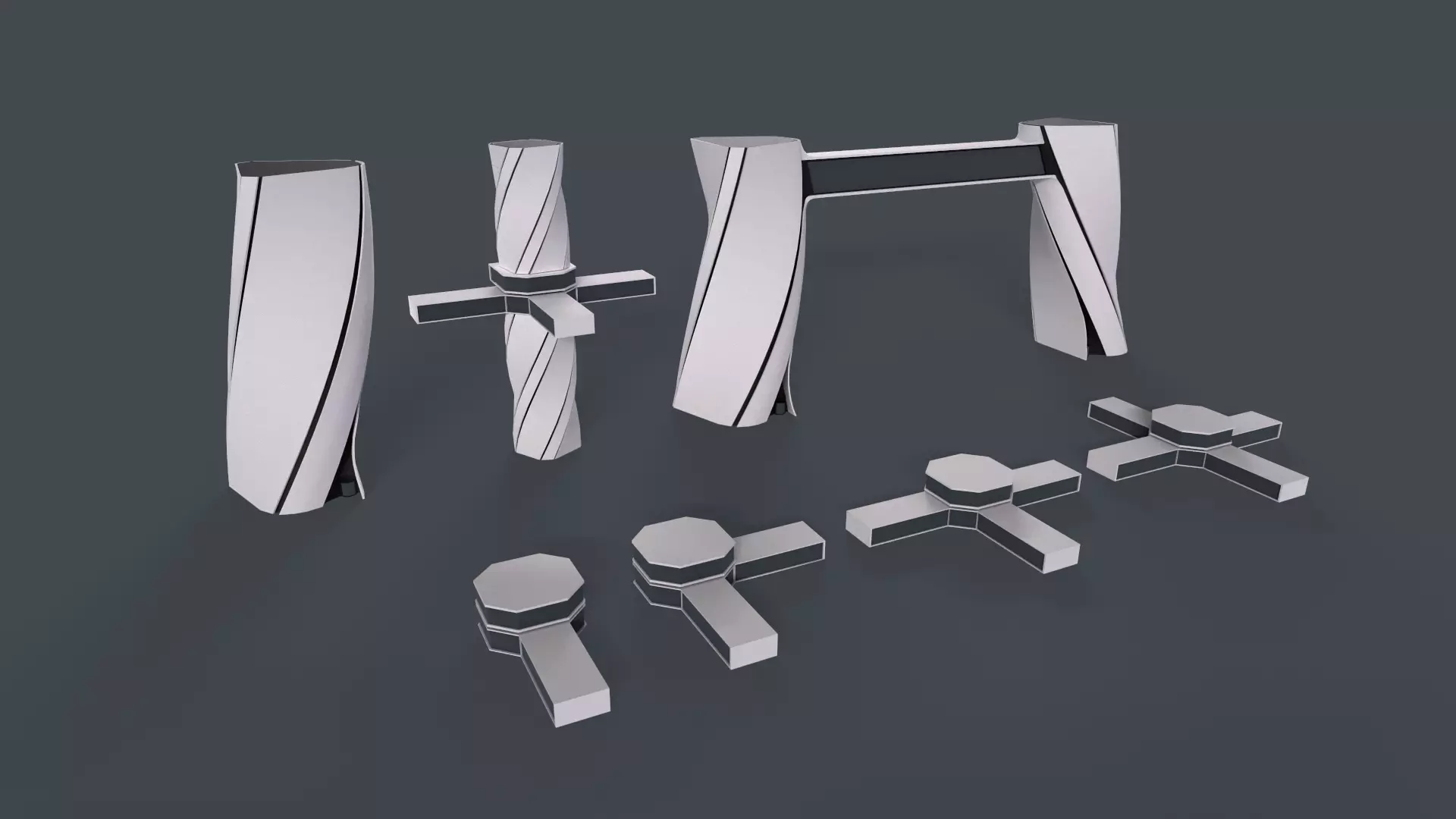 Modular buildings for Sci-Fi levels Low-poly 3D model_0