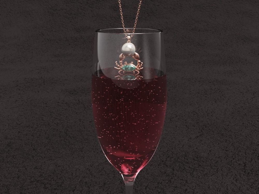 nacklace champagne glass with necklace Free 3D print model_4