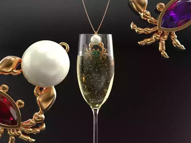 nacklace champagne glass with necklace