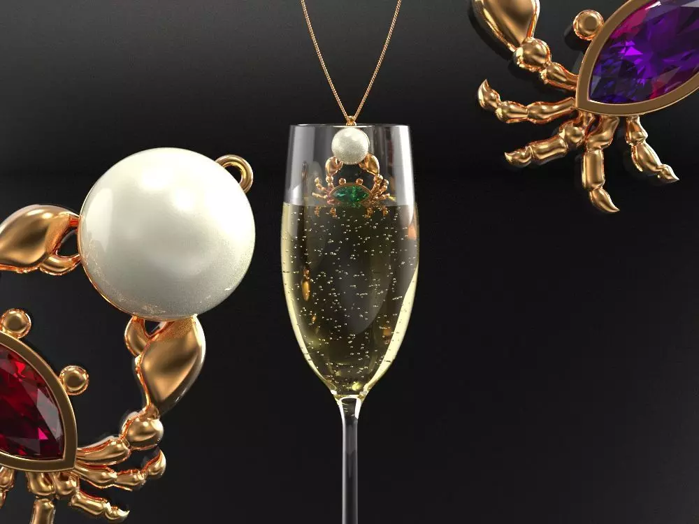 nacklace champagne glass with necklace Free 3D print model_0