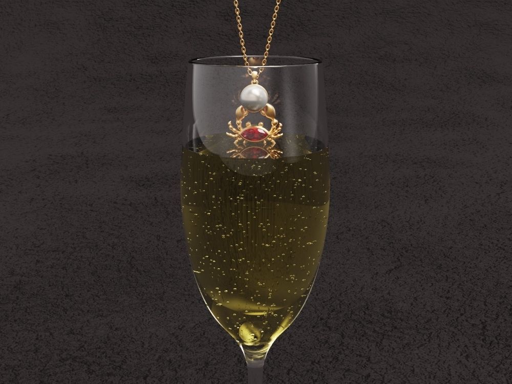 nacklace champagne glass with necklace Free 3D print model_3