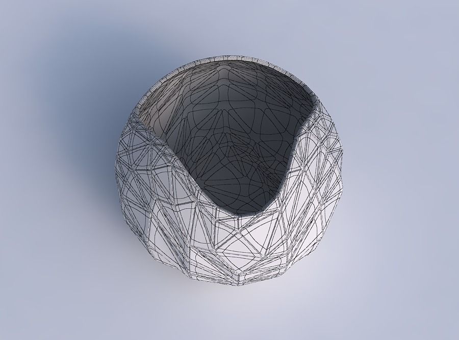 Bowl Spheric wavy with random triangle plates 3D print model_6