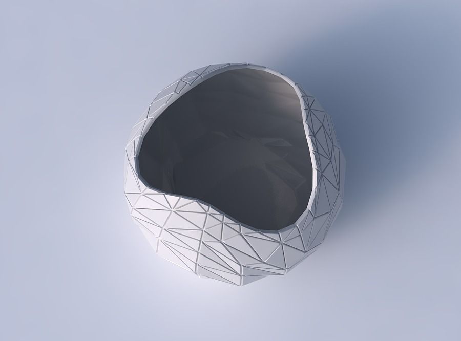 Bowl Spheric wavy with random triangle plates 3D print model_2