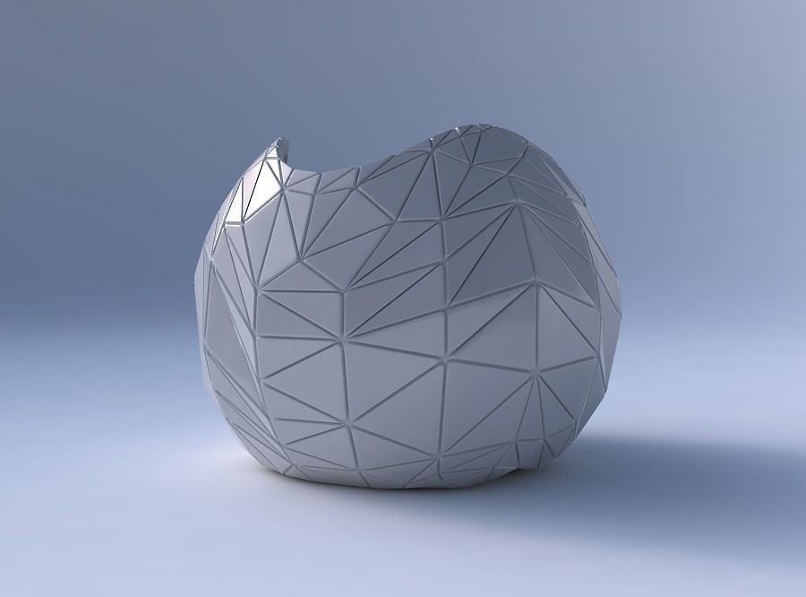 Bowl Spheric wavy with random triangle plates 3D print model_4