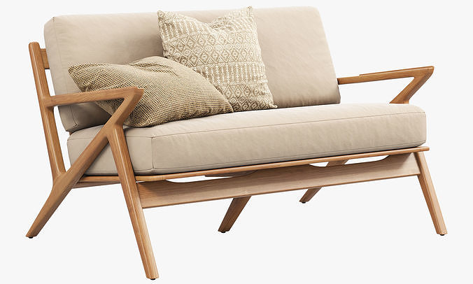 Joybird Soto Concave Loveseat 3D model 2