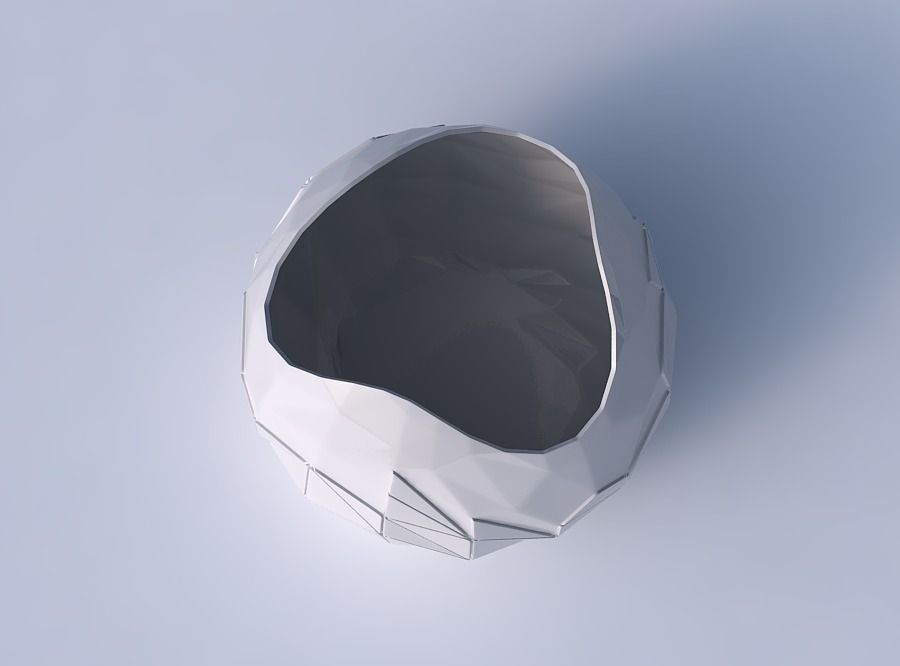 Bowl Spheric wavy with partial random triangle plates 3D print model_2