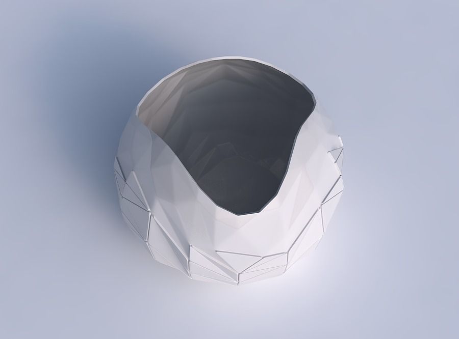 Bowl Spheric wavy with partial random triangle plates 3D print model_1