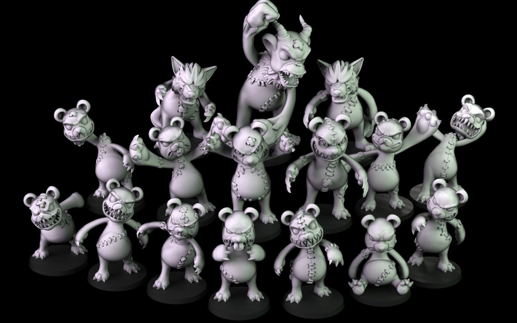Killer teddy Bears Team 3D print model_6