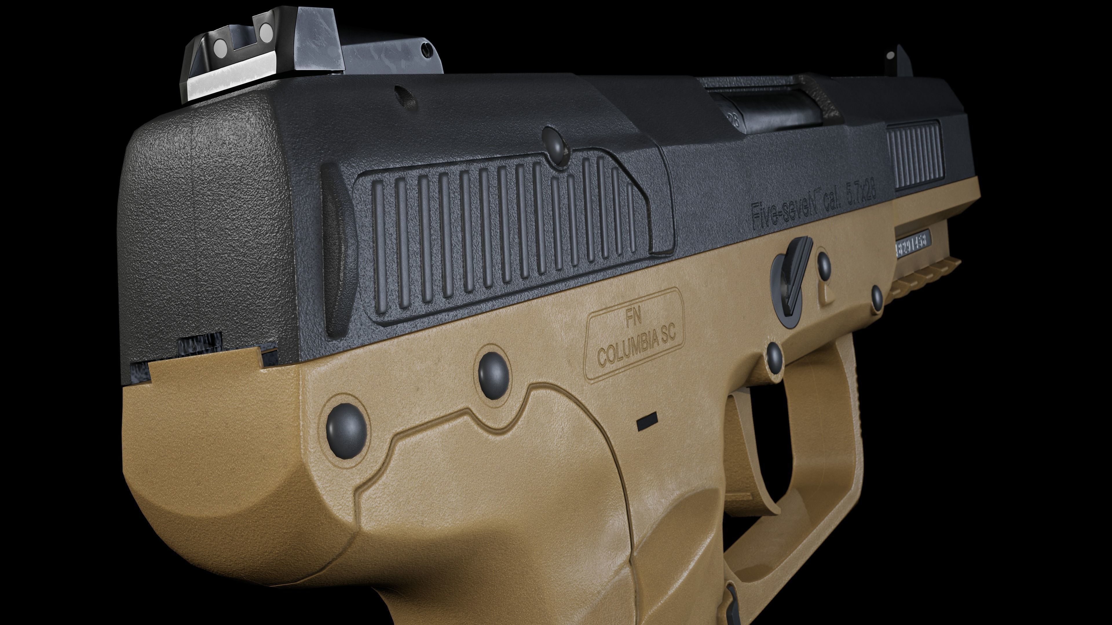 FN Five-seveN Pistol Low-poly 3D model_2
