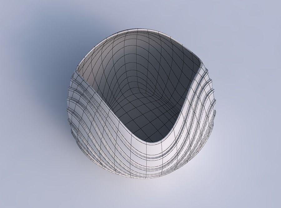 Bowl Spheric wavy with horizontal wavy layers 3D print model_6