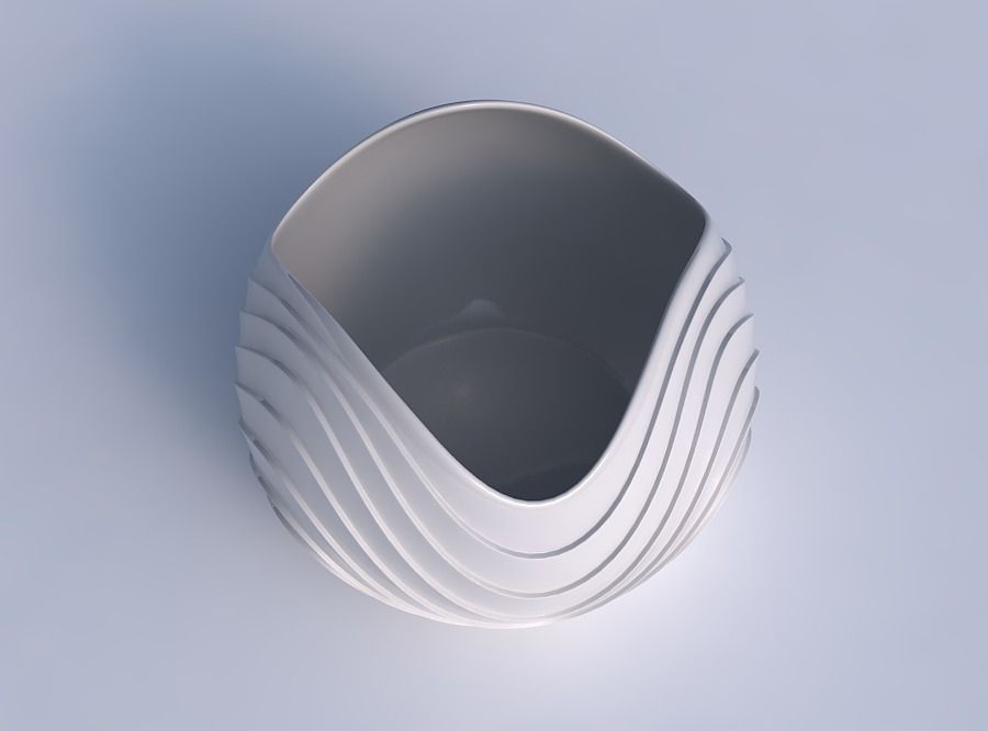 Bowl Spheric wavy with horizontal wavy layers 3D print model_1