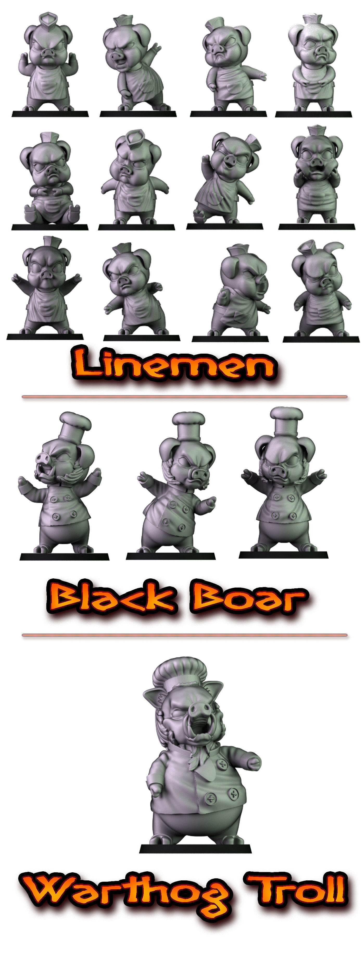 Cooks Pigs 3D print model_1