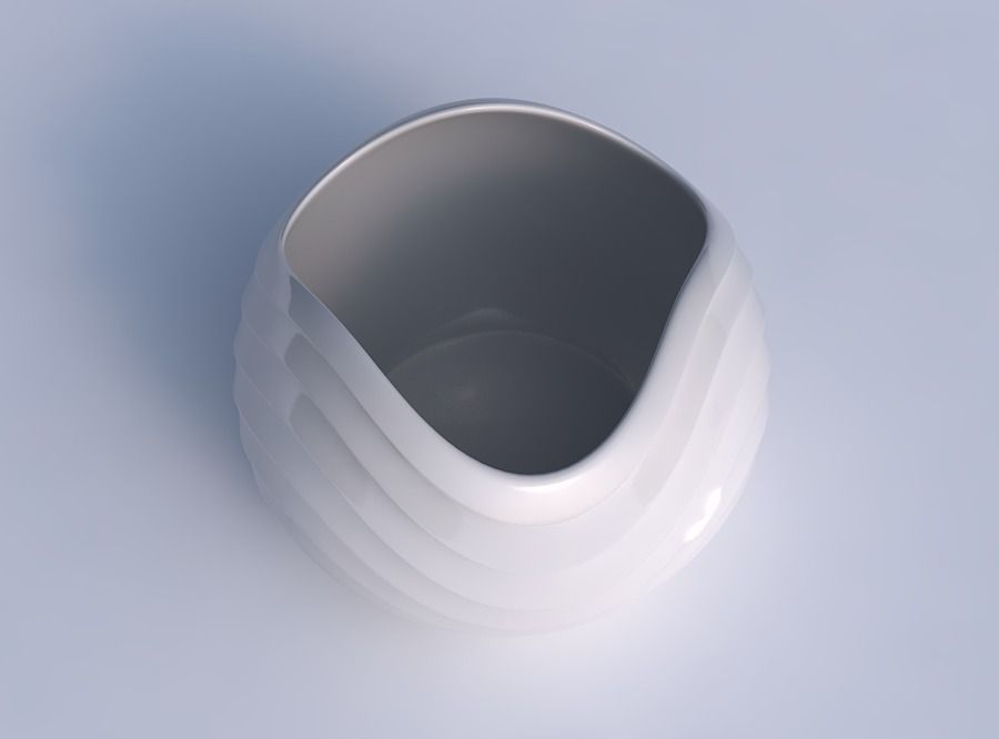 Bowl Spheric wavy with horizontal inverted layers 3D print model_1