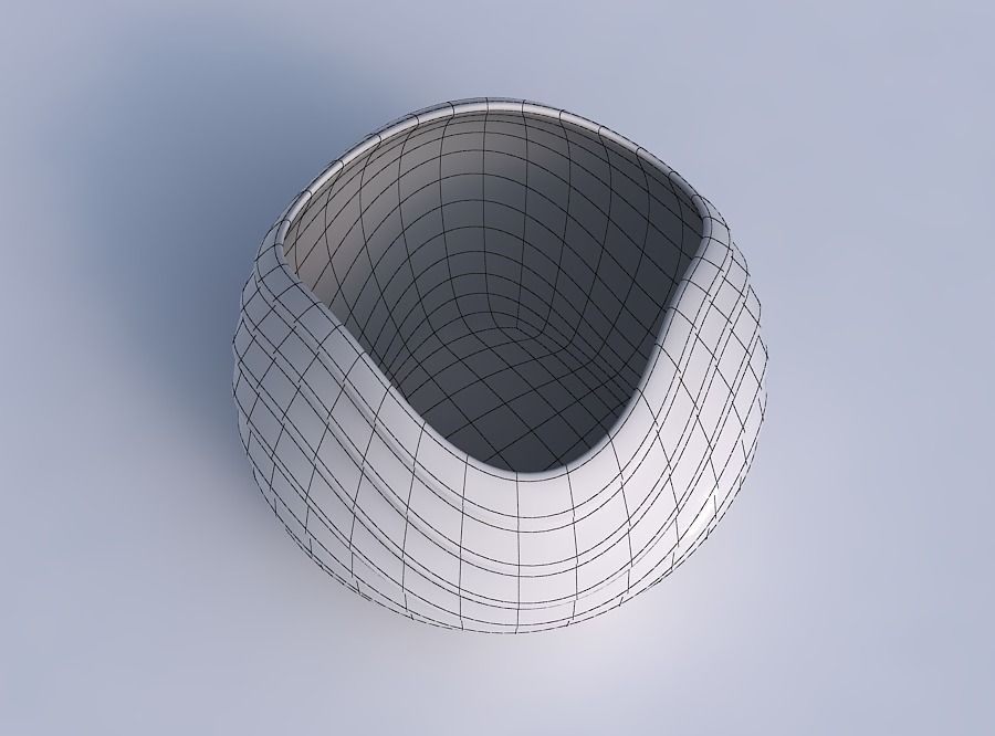 Bowl Spheric wavy with horizontal inverted layers 3D print model_6