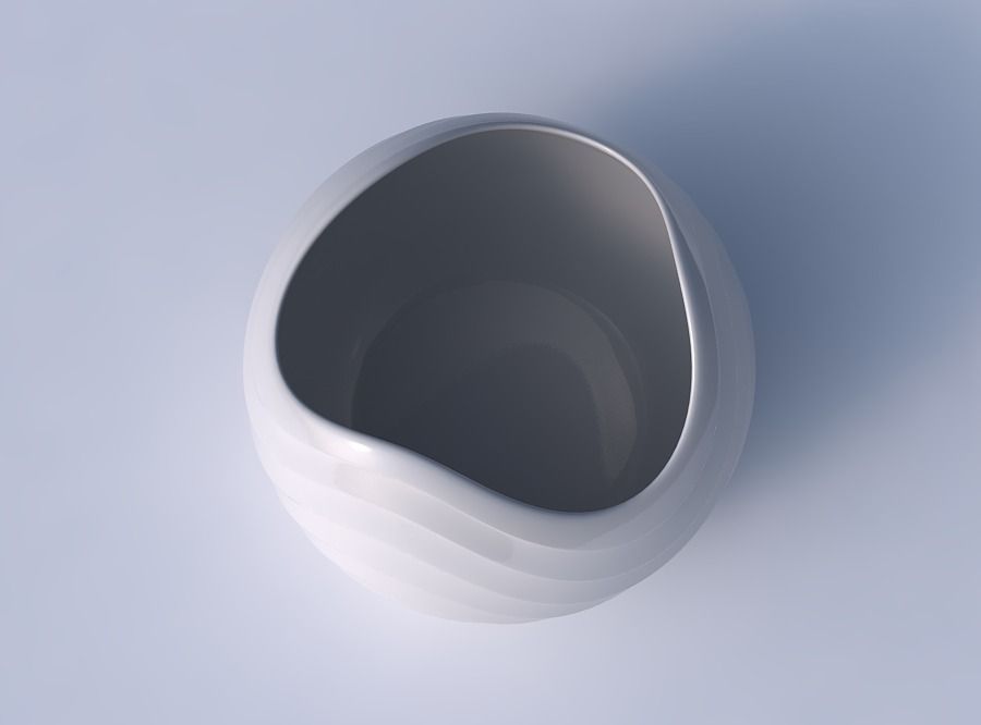 Bowl Spheric wavy with horizontal inverted layers 3D print model_2