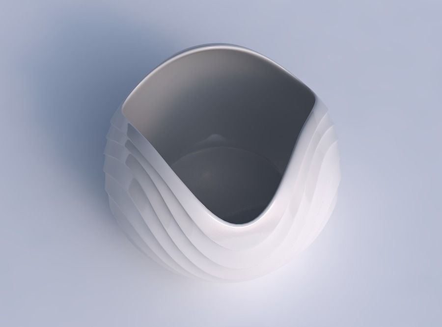 Bowl Spheric wavy with horizontal wavy inverted layers 3D print model_1