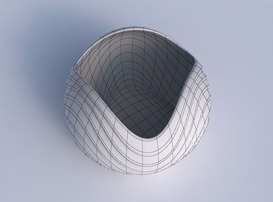 Bowl Spheric wavy with horizontal wavy inverted layers 3D print model_6