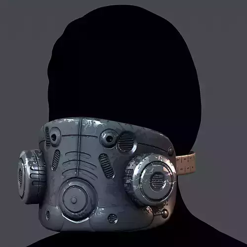 Gas mask helmet 3d model scifi Low-poly 