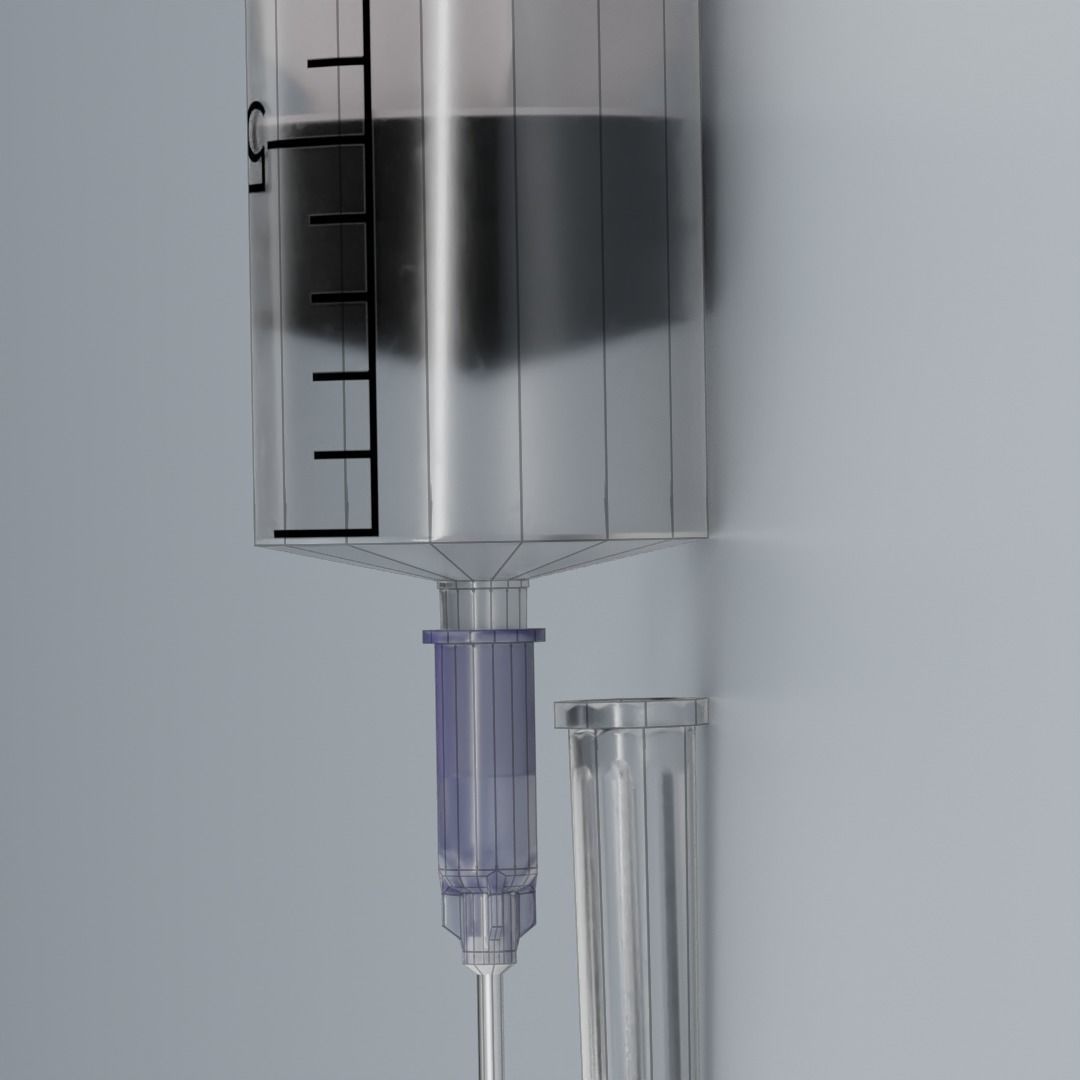 Medical syringe  Free low-poly 3D model_7