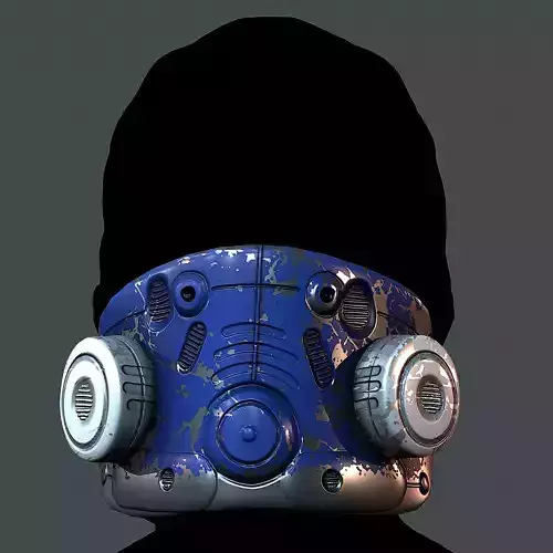 Gas mask helmet 3d model scifi Low-poly 