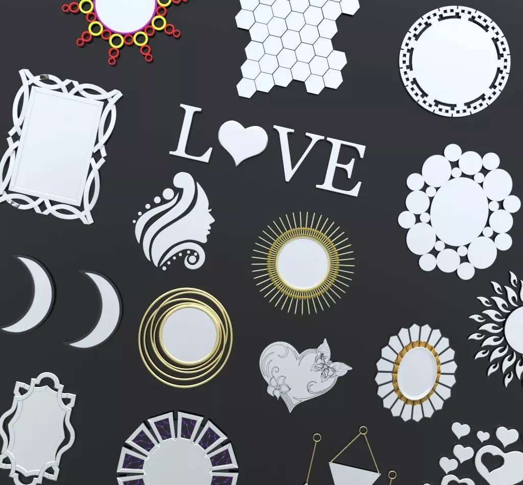 Mirror package 01 Low-poly 3D model_0