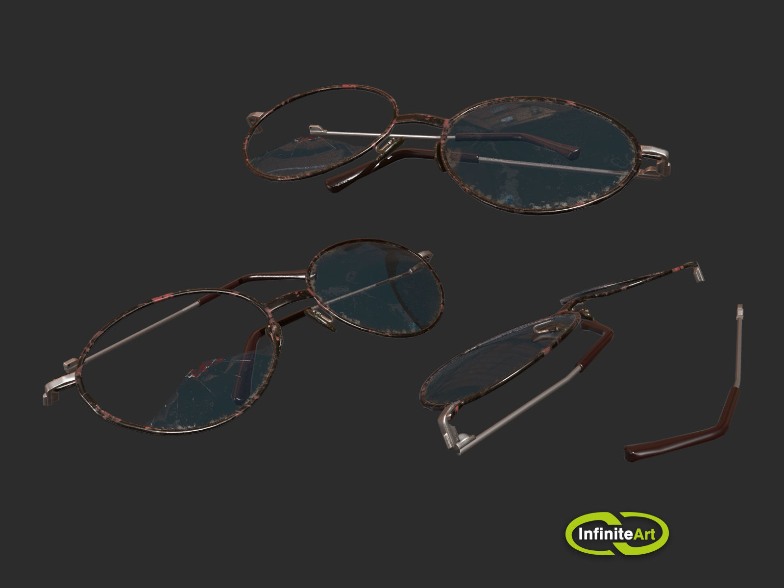 Glasses are broken Low-poly 3D model_2