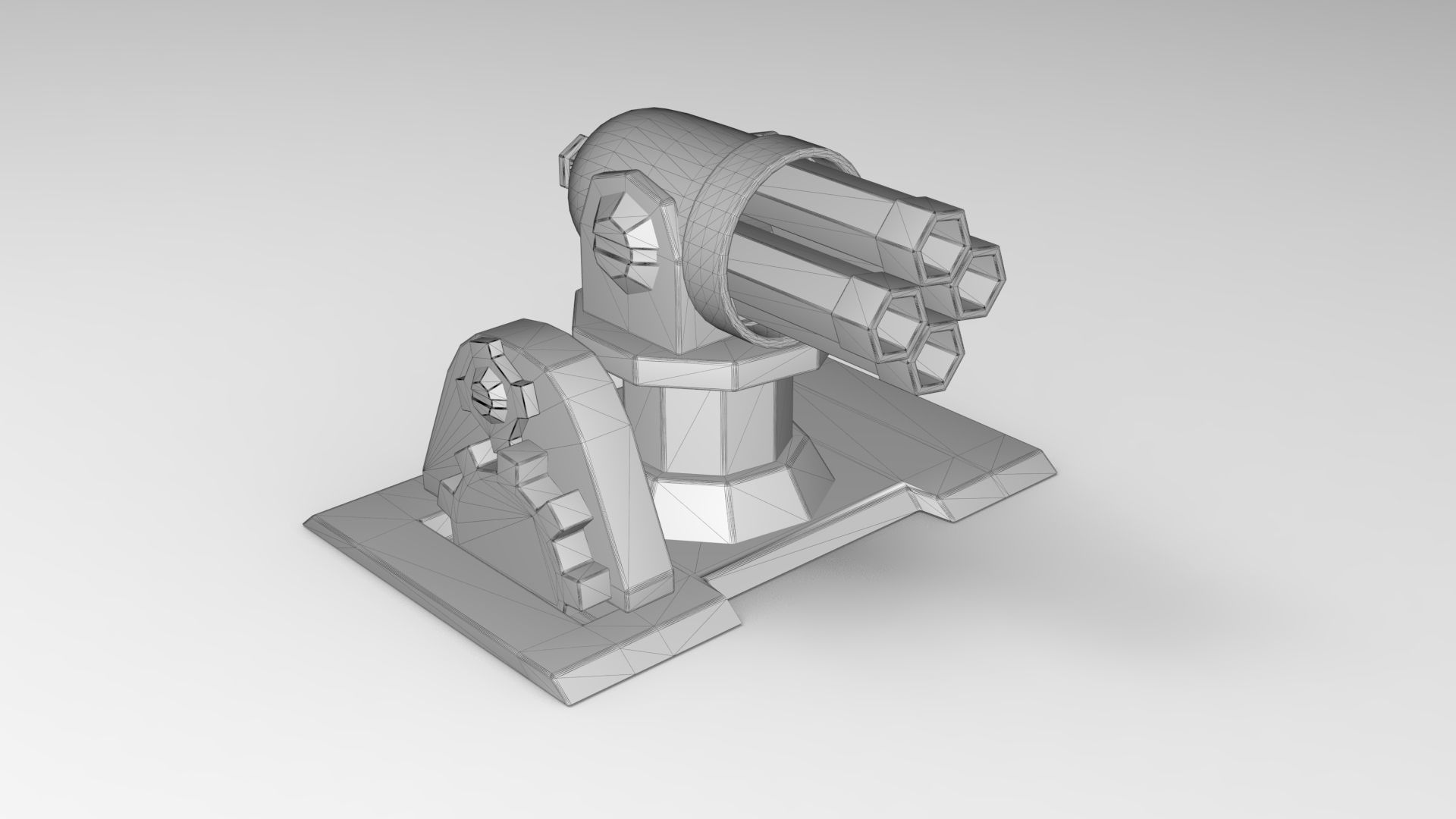 Turret orange and silver gun Low-poly 3D model_5