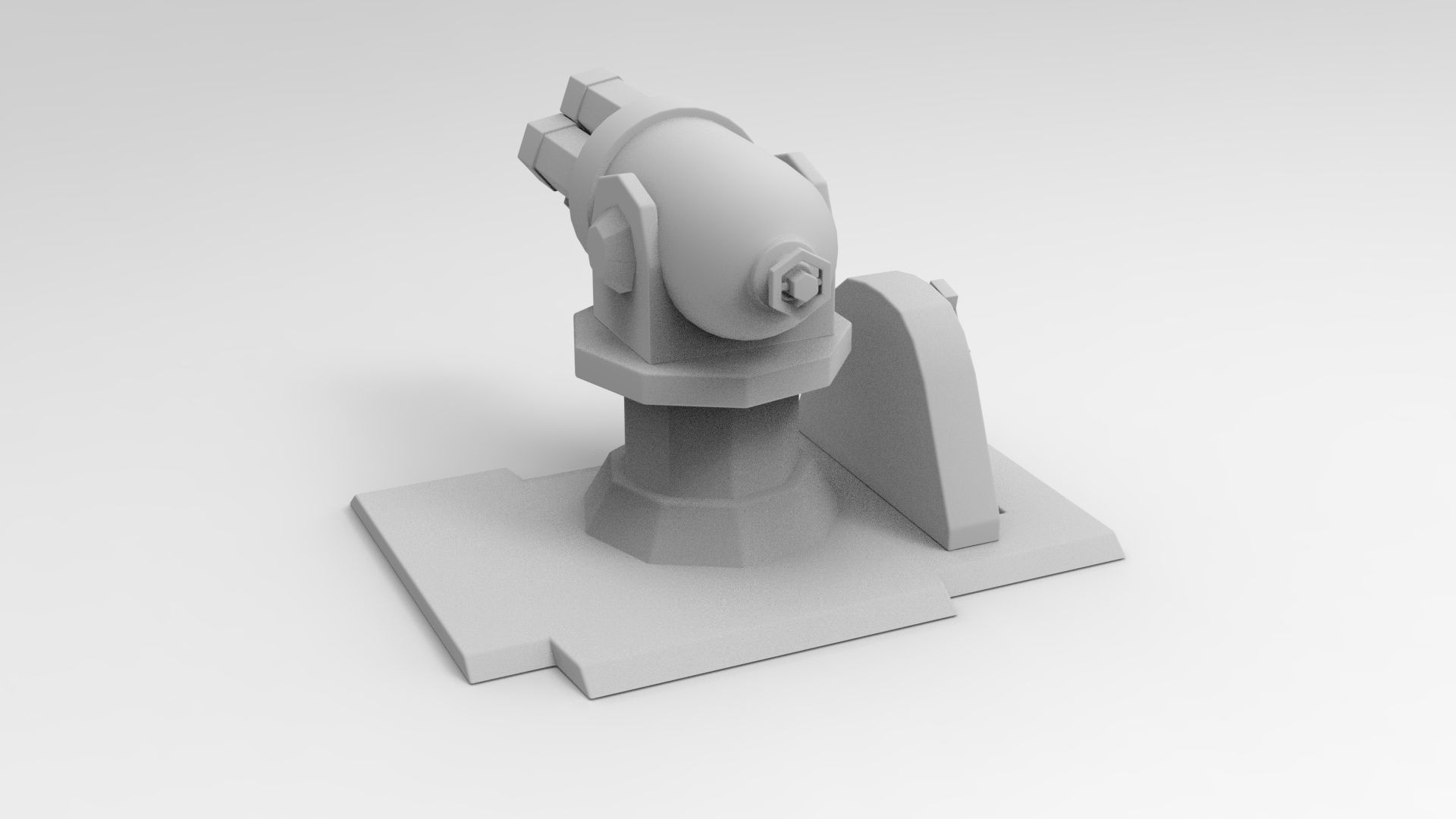Turret orange and silver gun Low-poly 3D model_7