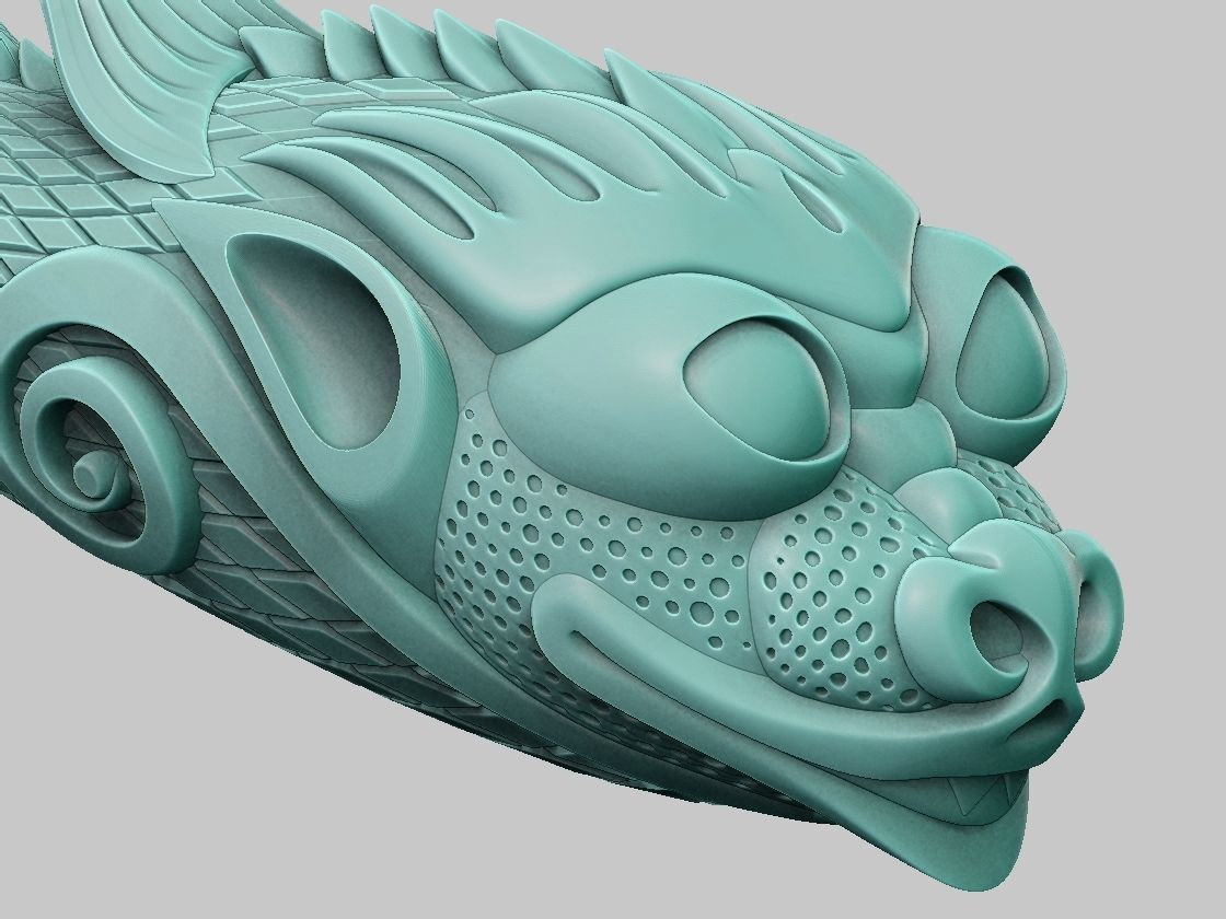 3d model netsuke dragon fish Makatsuge 3D print model_6