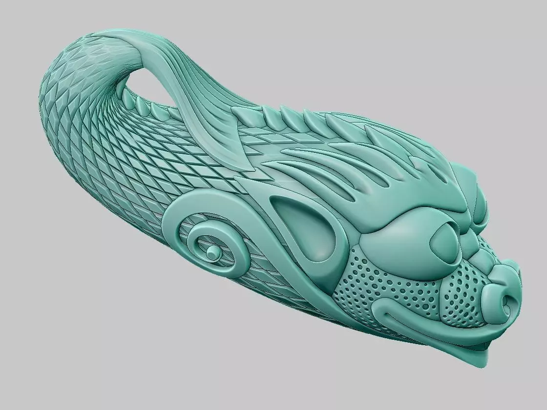 3d model netsuke dragon fish Makatsuge 3D print model_0