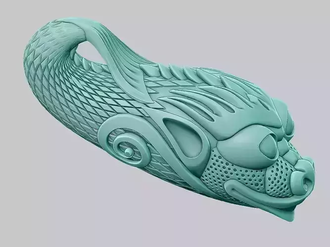3d model netsuke  dragon fish Makatsuge