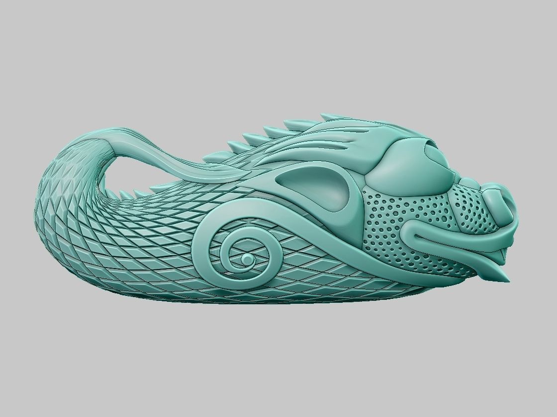 3d model netsuke dragon fish Makatsuge 3D print model_1