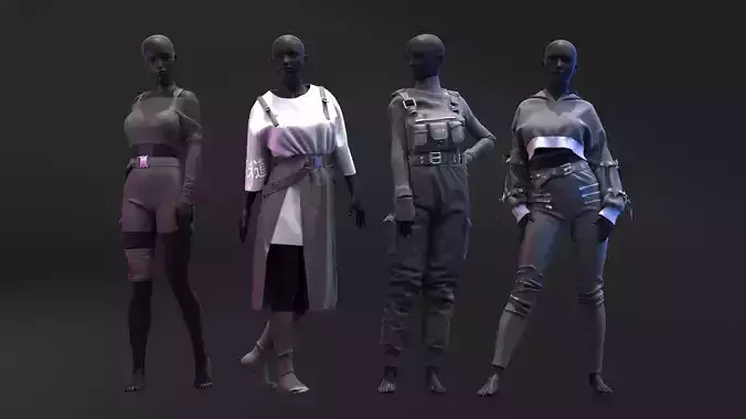 Black Aesthetic Outfits 3D model